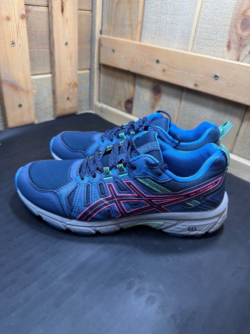 ASICS Gel-Venture 7 Womens Size 9 Blue Pink Trail Running Shoes 1012A476 - Picture 4 of 9
